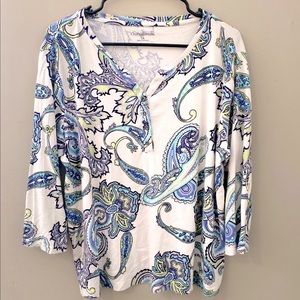 Croft & Barrow 100% Cotton Top, Paisley, Sz 2X
